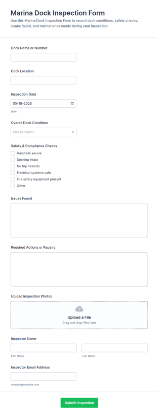 Marina Dock Inspection Form Template