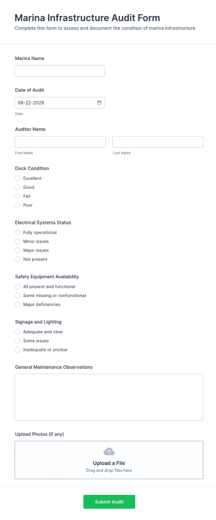 Marina Infrastructure Audit Form Template