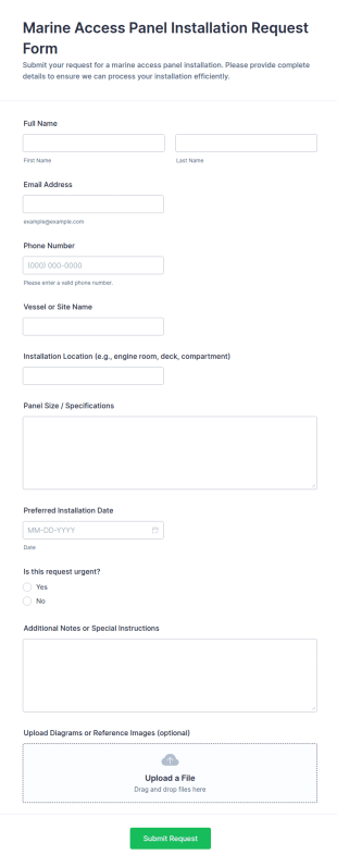 Marine Access Panel Installation Request Form Template