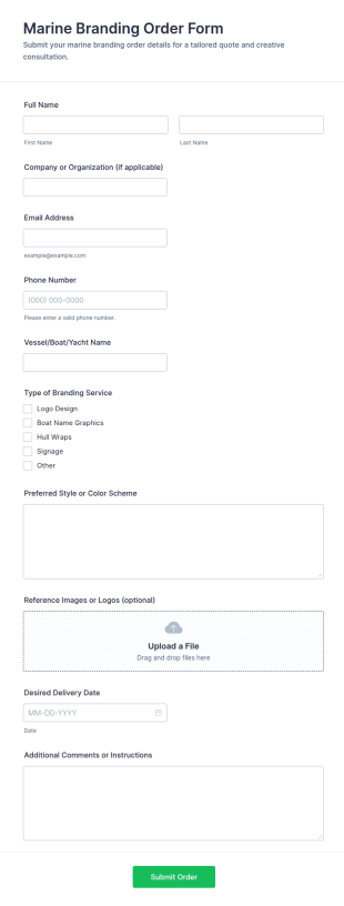 Marine Branding Order Form Template