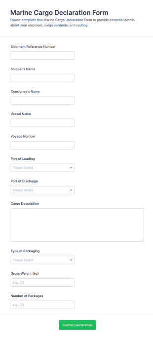 Marine Cargo Declaration Form Template