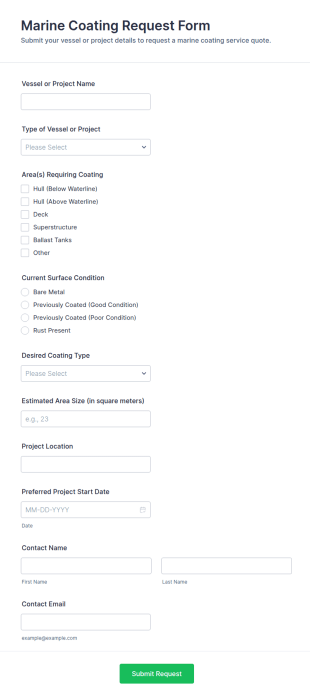 Marine Coating Request Form Template