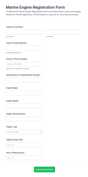 Marine Engine Registration Form Template
