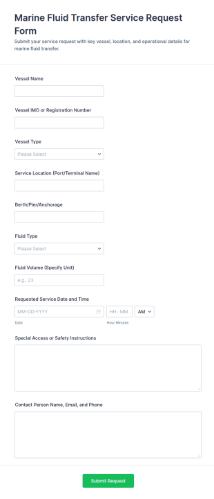 Marine Fluid Transfer Service Request Form Template