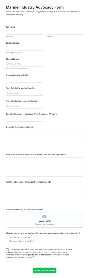 Marine Industry Advocacy Form Template