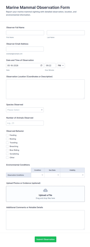 Marine Mammal Observation Form Template
