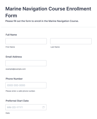 Marine Navigation Course Enrollment Form Template