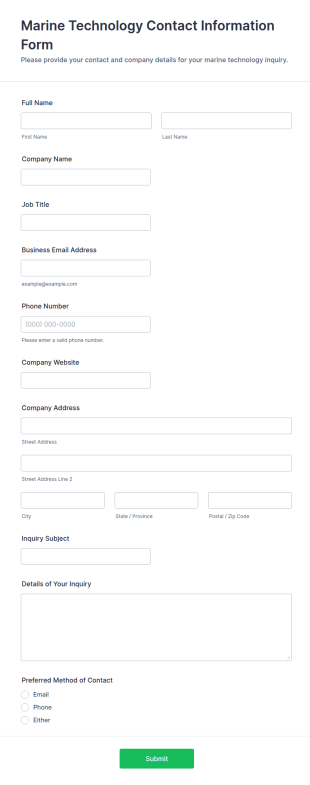 Marine Technology Contact Information Form Template