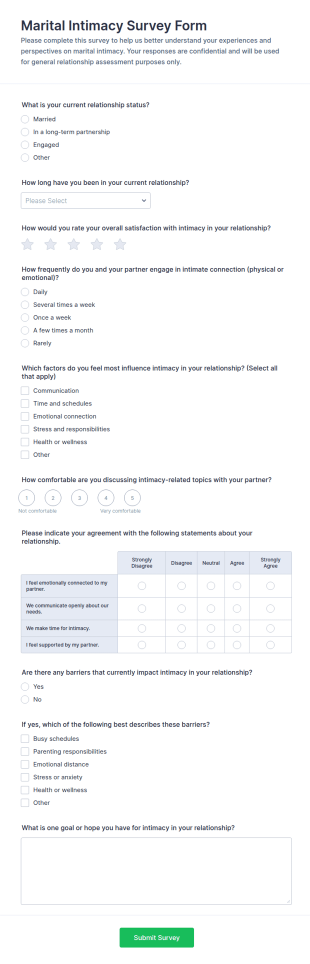 Marital Intimacy Survey Form Template