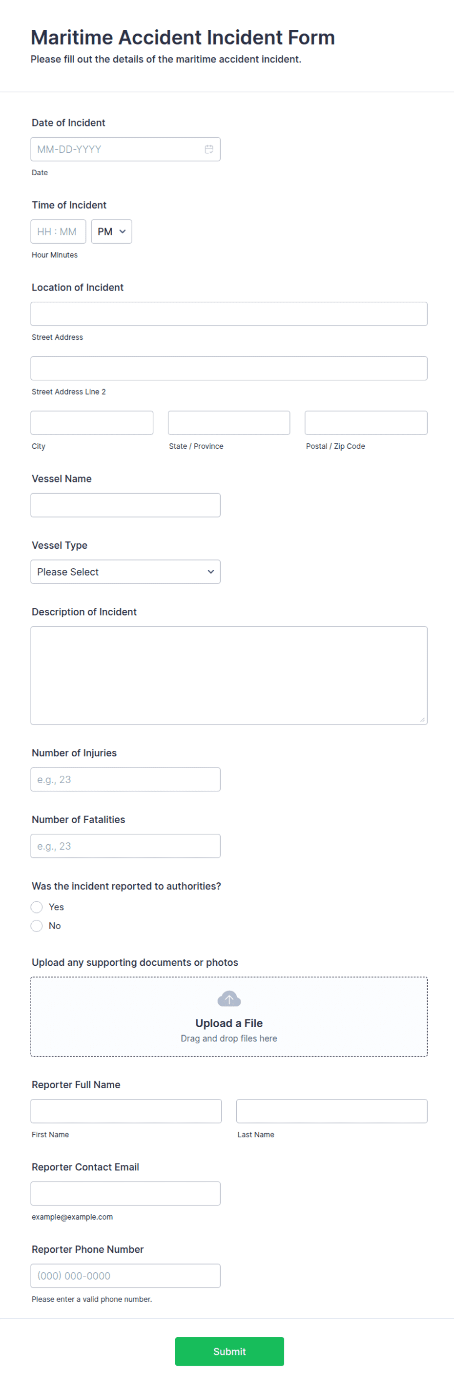 Maritime Accident Incident Form Template | Jotform