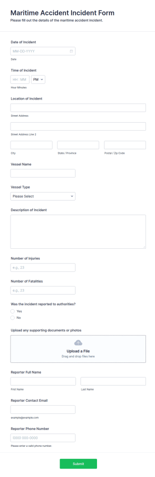 Maritime Accident Incident Form Template