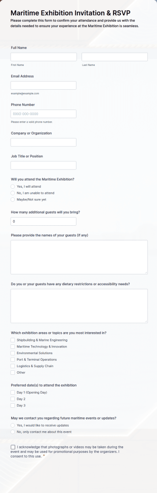 Maritime Exhibition Invitation And RSVP Form Template