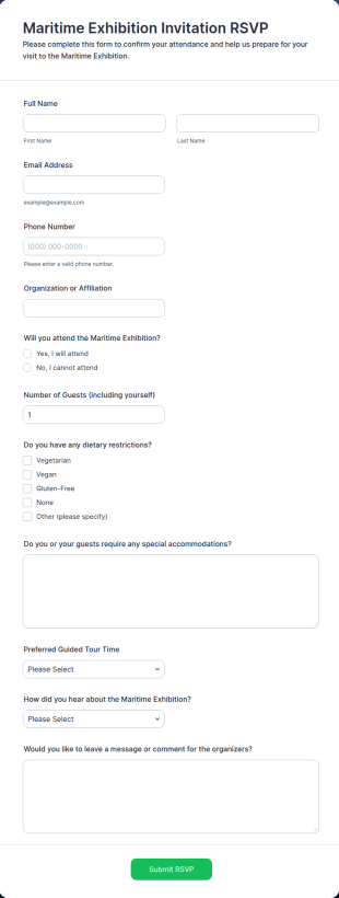 Maritime Exhibition Invitation RSVP Form Template
