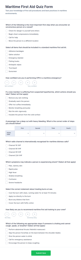 Maritime First Aid Quiz Form Template