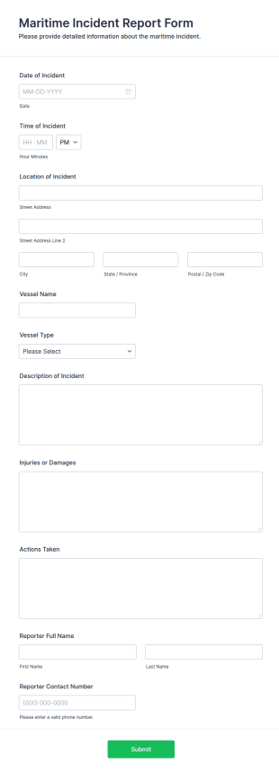 Maritime Incident Report Form Template