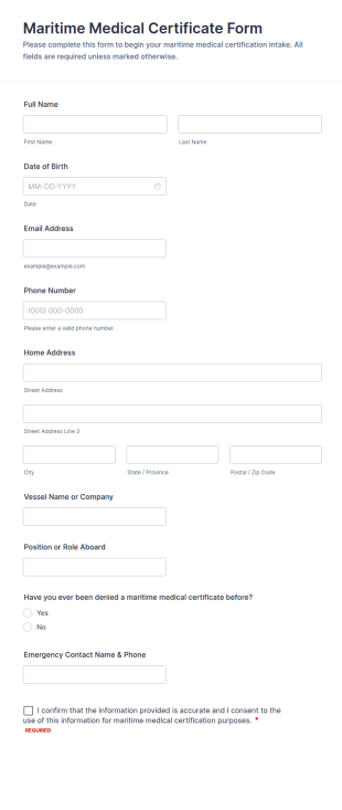 Maritime Medical Certificate Form Template