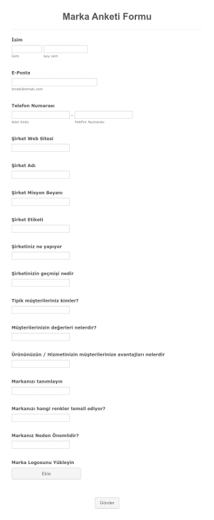 Marka Anketi Form Template