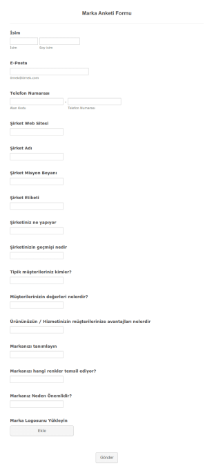 Marka Anketi Form Şablonu