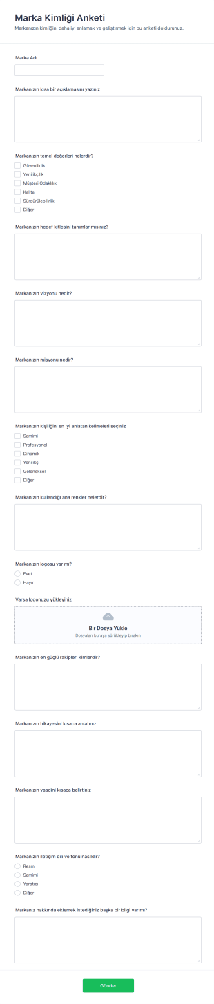 Marka Kimliği Anketi Form Şablonu