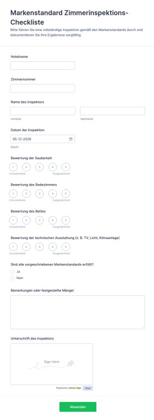 Markenstandard Zimmerinspektions Checkliste