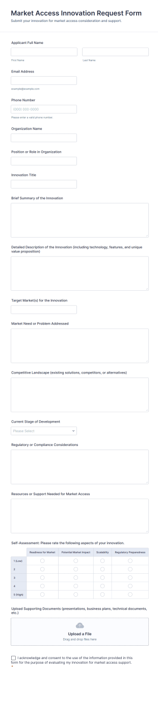 Market Access Innovation Request Form Template