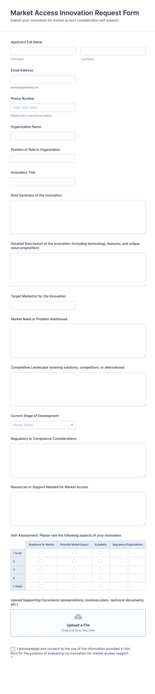 Market Access Innovation Request Form Template
