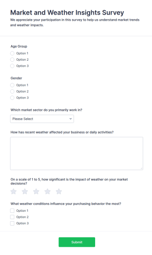 Market And Weather Insights Survey Form Template