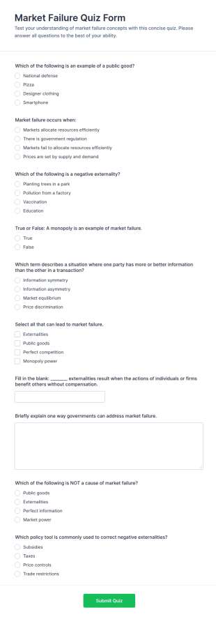 Market Failure Quiz Form Template