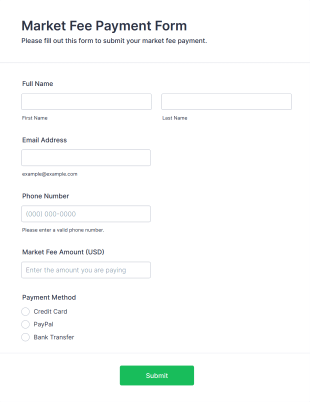 Market Fee Payment Form Template