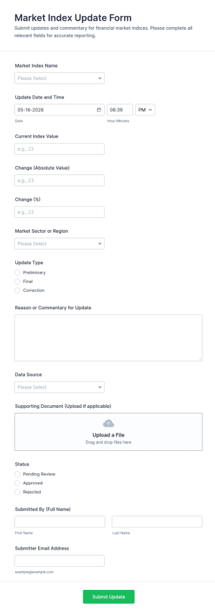 Market Index Update Form Template