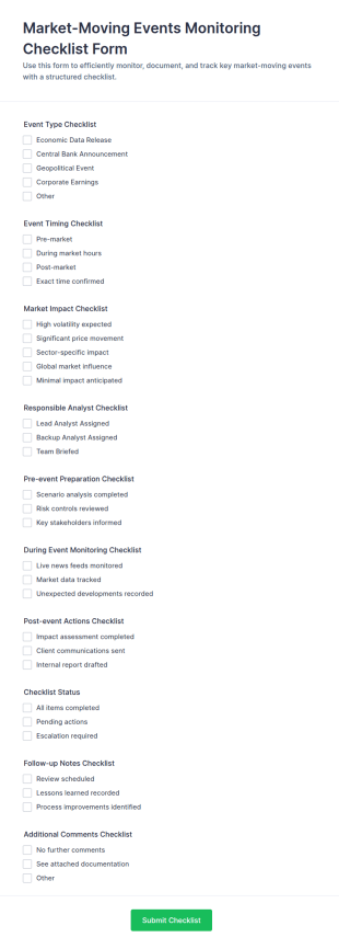 Market Moving Events Monitoring Checklist Form Template