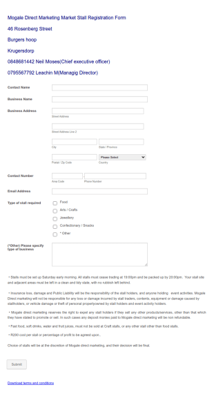Market Registration Form Template