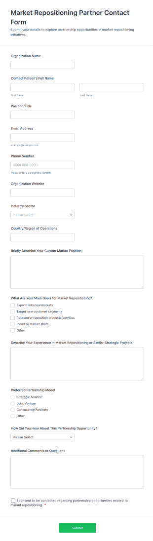 Market Repositioning Partner Contact Form Template