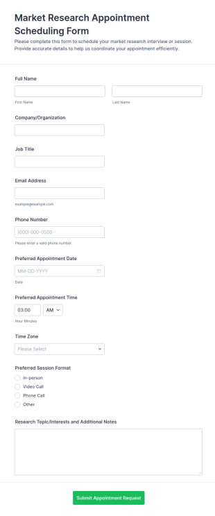 Market Research Appointment Scheduling Form Template