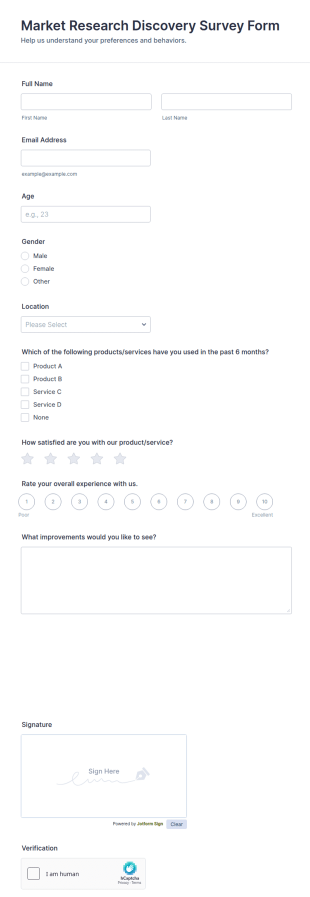 Market Research Discovery Survey Form Template