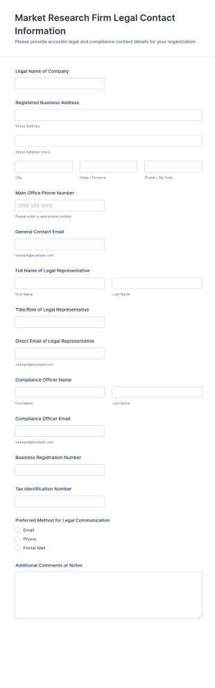 Market Research Firm Legal Contact Information Form Template