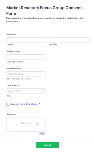 Market Research Focus Group Consent Form Template