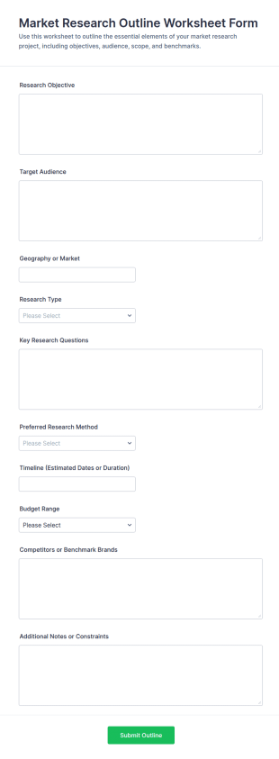 Market Research Outline Worksheet Form Template