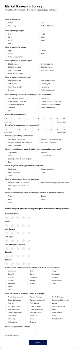 Market Research Survey Form Template