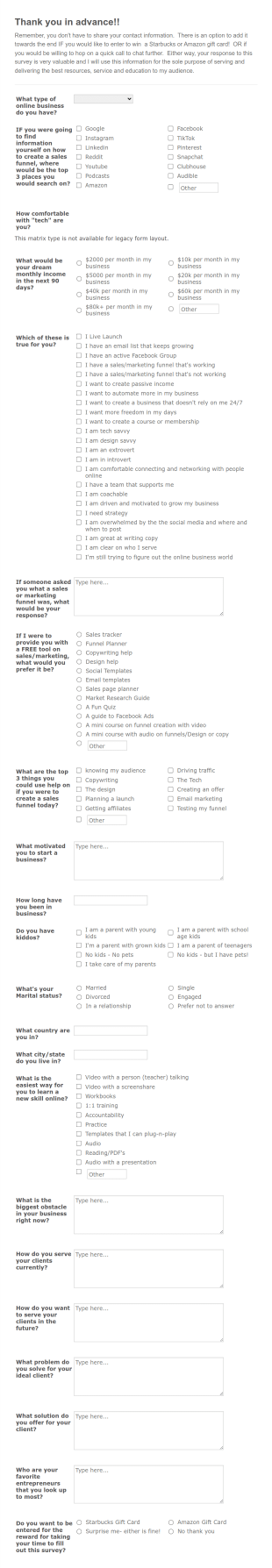 Market Research Template Funnel Brew School Form Template