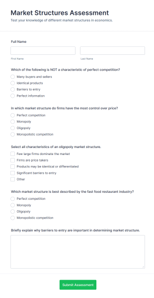 Market Structures Assessment Form Template