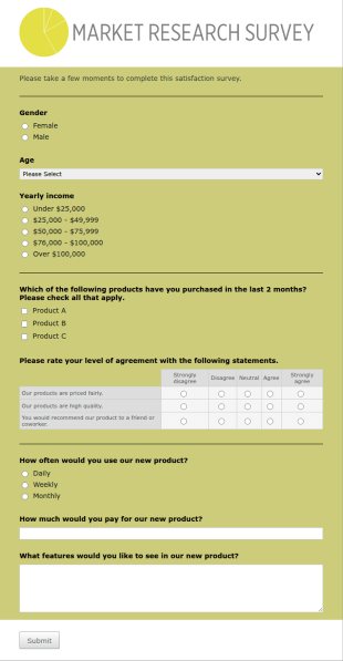 Market Study Survey Form Template