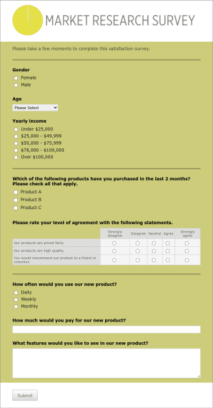 Market Study Survey Form Template