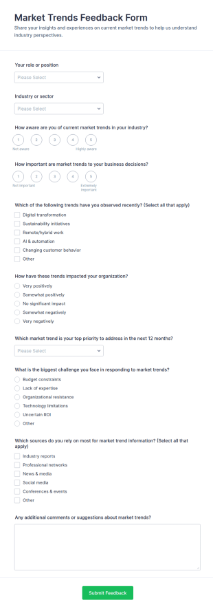 Market Trends Feedback Form Template
