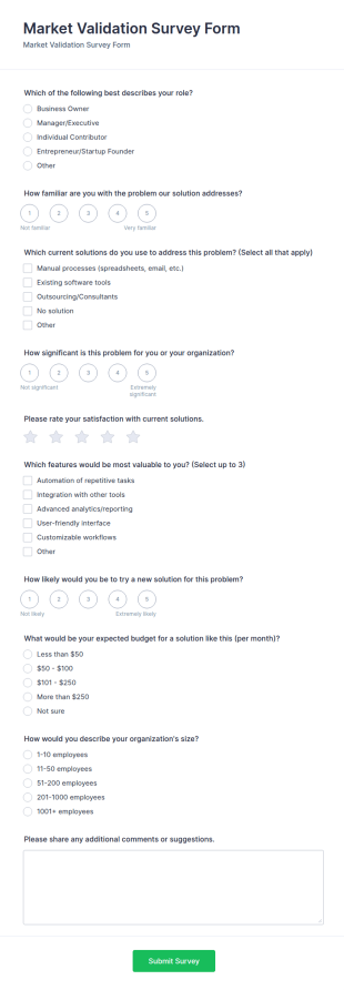 Market Validation Survey Form Template