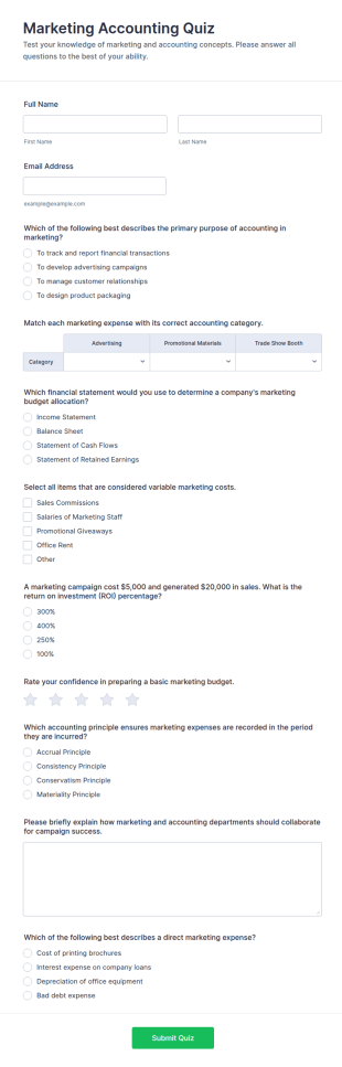 Marketing Accounting Quiz Form Template
