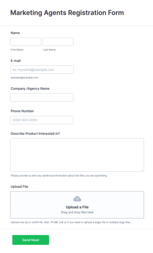 Marketing Agents Registration Form Template
