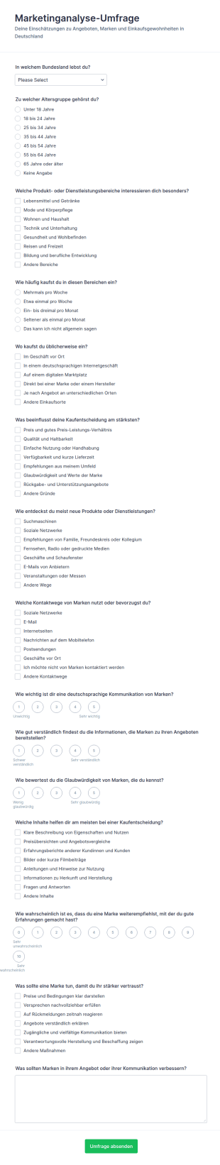 Marketing Analyse Umfrage