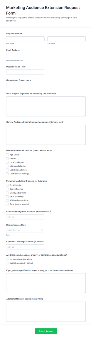 Marketing Audience Extension Request Form Template