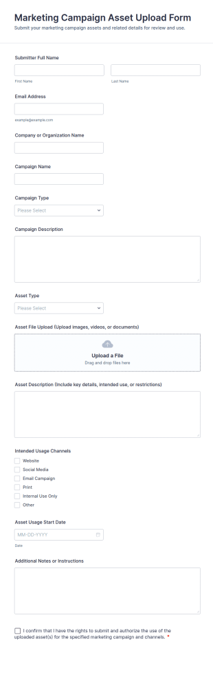 Marketing Campaign Asset Upload Form Template
